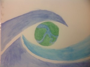 a wave made of water colored pencil