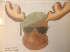 a moose made of colored pencils